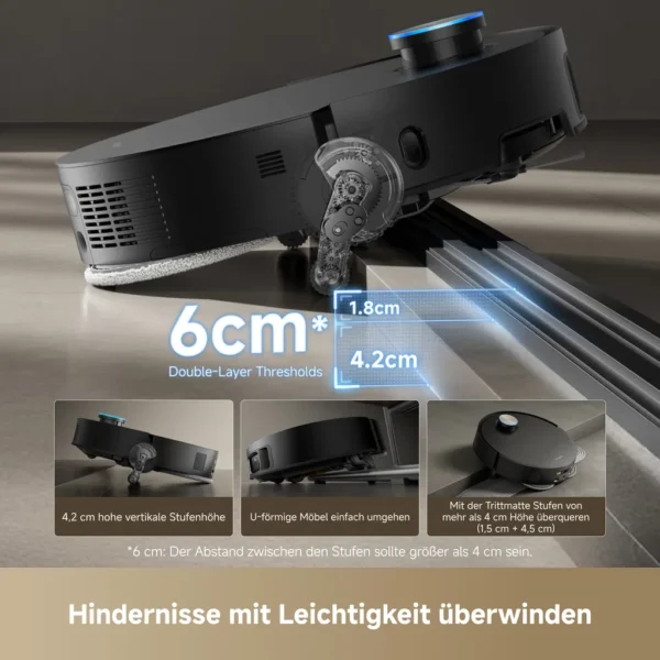DREAME X50 Master Staubsaugerroboter mit 24,9cm Basisstation,Automatisches Nachfüllen＆Entleeren,Nachlaufsystem,AI Hindernisvermeidung,20000Pa, Schwarz – Bild 6
