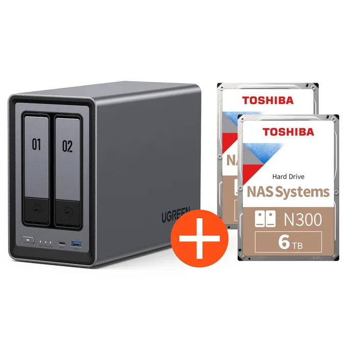 image-19289.webp UGREEN NASync DXP2800 NAS System 2-Bay 12TB inkl. 2x Toshiba NAS HDD N300 – 6TB – Bild 1