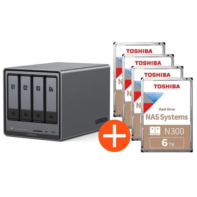 image-19297.webp UGREEN NASync DXP4800 Plus NAS System 4-Bay 24TB inkl. 4x Toshiba NAS HDD N300 – 6TB – Bild 1