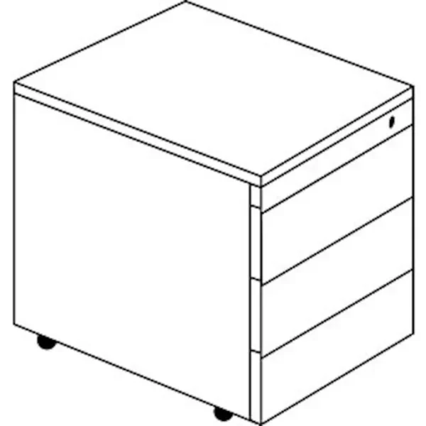 Schubladencontainer mit Rollen, 570x600, Stahlpl., 3 Schubl. weiß/anthr. – Bild 3