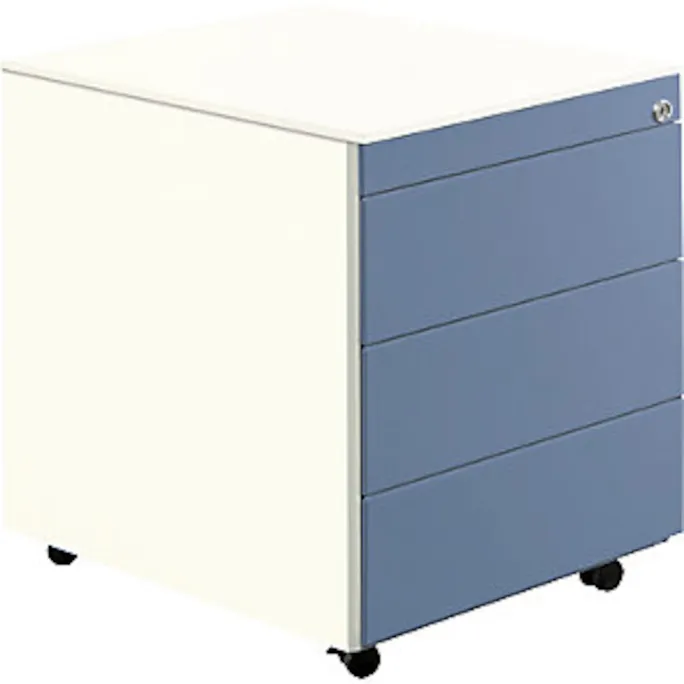 image-22660.webp Schubladencontainer mit Rollen, 570x600mm, Stahlplatte, 3xSchublade, weiß/blau – Bild 1