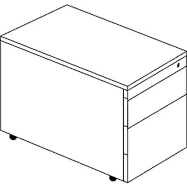 Schubladencontainer mit Rollen, 570x600, 1 Materialschub, 1 Hängereg, weiß/alu – Bild 2