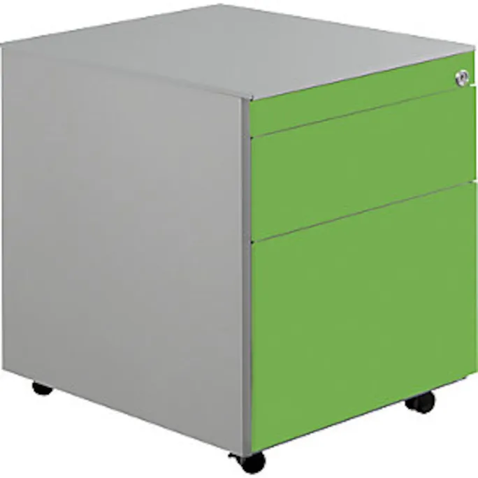 image-22676.webp Schubladencontainer mit Rollen, 570x600, 1 Materials., 1 Hängereg, alu/gelbgrün – Bild 1