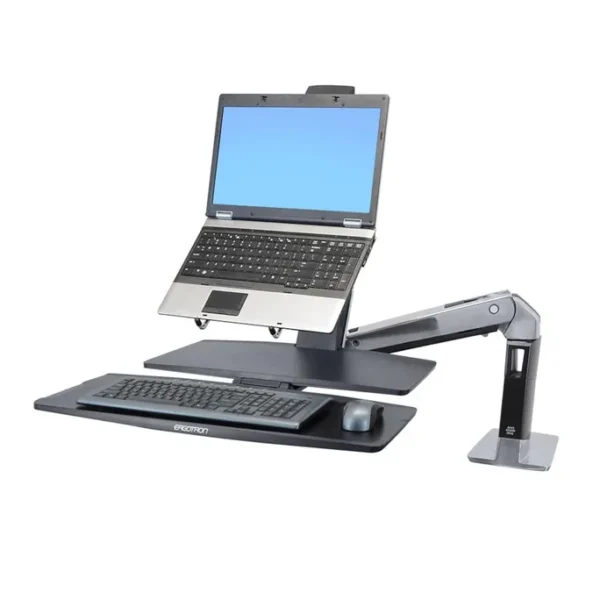 Ergotron WorkFit-A Single Steh-Sitz-Arbeitsplatz mit abgesenkter Tastaturablage – Bild 5